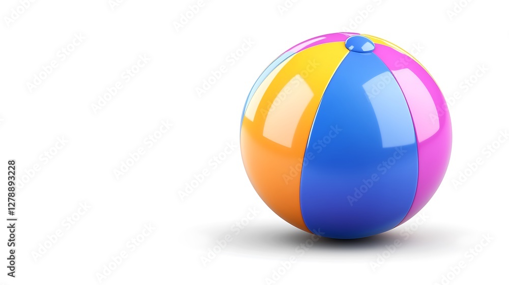 Colorful Beach Ball Icon with Soft Shadows on Clean White Background Colorful Beach Ball Icon with Soft Shadows on Clean White Background