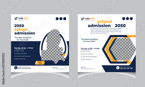 School admission Facebook cover page layout & kids web banner template design set	