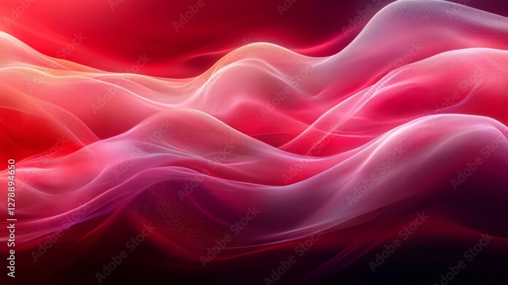 Obraz premium Abstract Red and Pink Waves: Glowing Energy and Motion