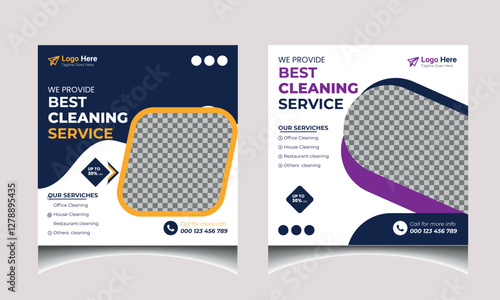Cleaning service social media post vector banner template design