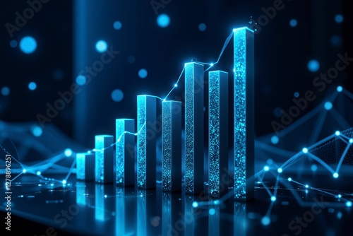 Wallpaper Mural Glowing Data Bar Graph Digital Business Growth Financial Success Rising Market Trend Torontodigital.ca