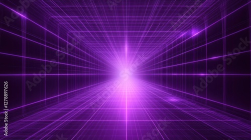 Wallpaper Mural Abstract purple glowing lines converging into a bright light at the end of a corridor. Torontodigital.ca