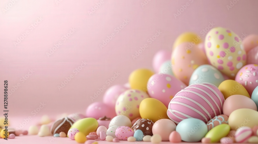 Obraz premium Festive Easter cake with pastel eggs