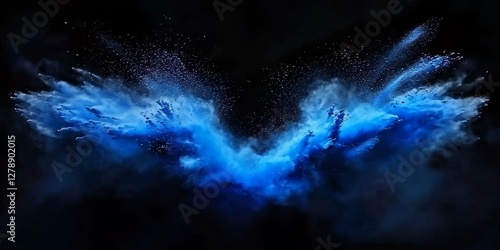 Wallpaper Mural Dynamic blue splash painting set against a dark black background. Torontodigital.ca