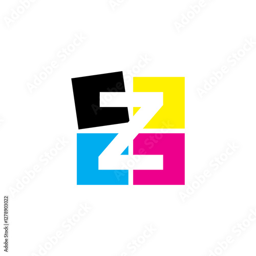 Negative Space Letter Z With CMYK Color