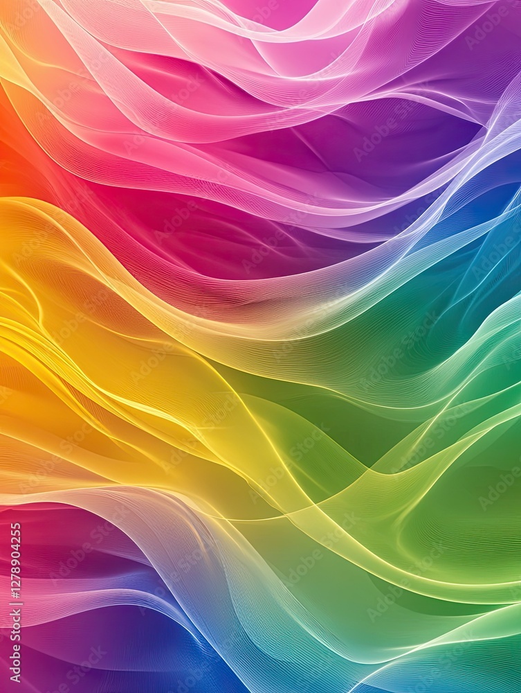 Fototapeta premium A colorful, abstract image of a rainbow with a wave-like pattern