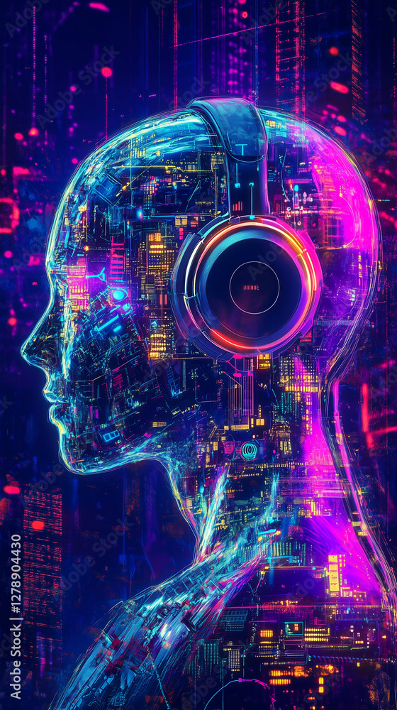 Fototapeta premium Humanoid head side view Artificial Intelligence