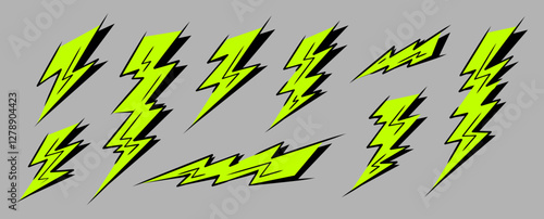 cool abstract hand drawn style bolt or energy graphic vector set