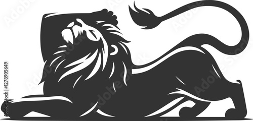 A lion stretching lazily after a nap vector animal silhouette