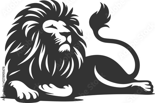 A lion stretching lazily after a nap vector animal silhouette
