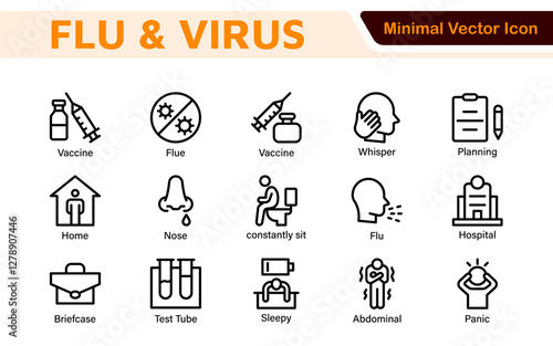 Flu & Virus Icon Set. An essential collection of icons designed to promote health awareness, perfect for enhancing medical materials, educational content, and public health campaigns.