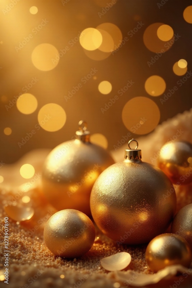 Golden aura surrounding delicate metallic ornaments, luxurious, elegant Golden aura surrounding delicate metallic ornaments, luxurious, elegant