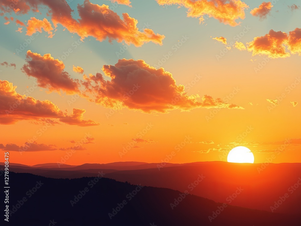 Breathtaking Sunset Over Majestic Mountain Range Illuminated by Warm Golden Hues and Soft Clouds Breathtaking Sunset Over Majestic Mountain Range Illuminated by Warm Golden Hues and Soft Clouds