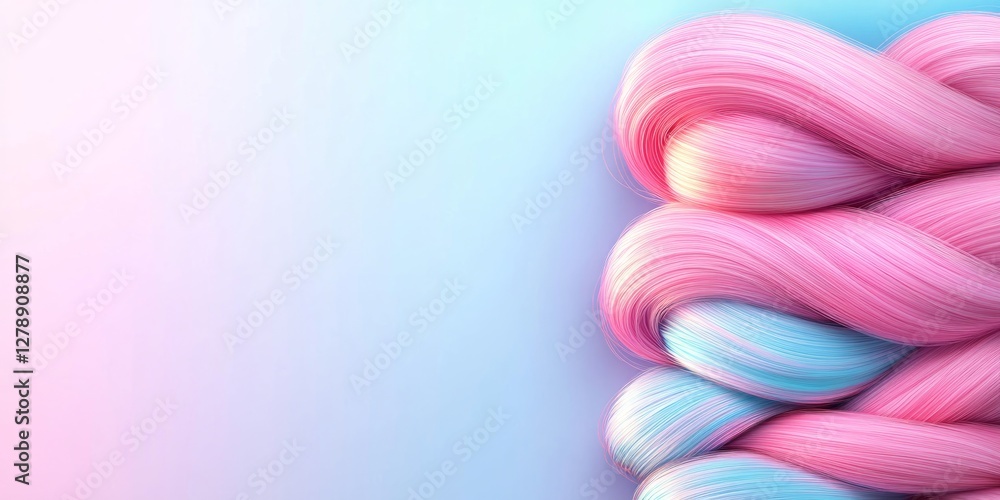 A stunning braid of vibrant pink and blue hair is elegantly displayed, emphasizing the essence of hair care and styling against a pastel background A stunning braid of vibrant pink and blue hair is elegantly displayed, emphasizing the essence of hair care and styling against a pastel background