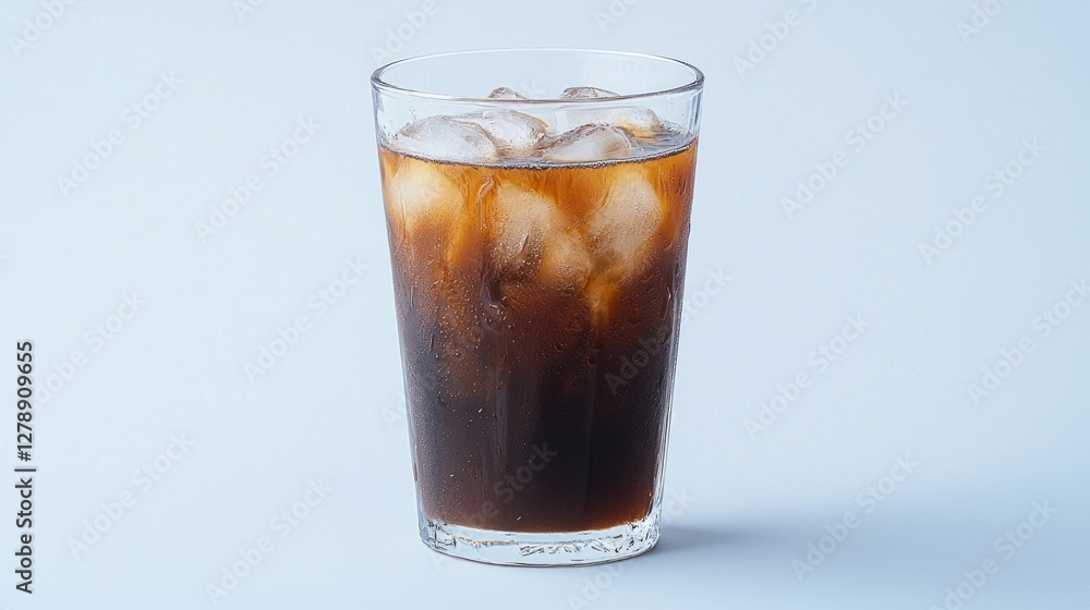 Iced coffee drink in glass, studio shot Iced coffee drink in glass, studio shot