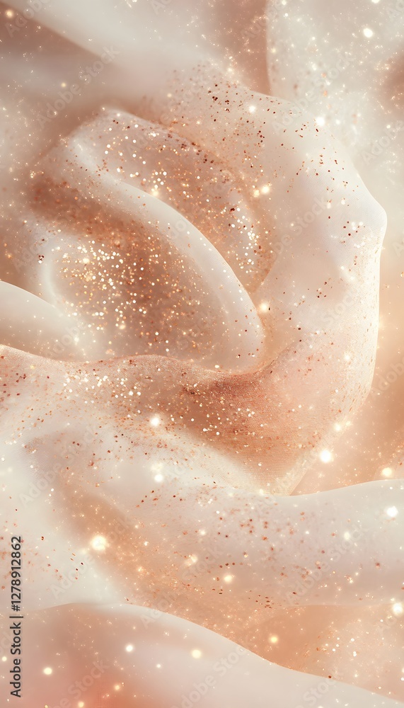 Obraz premium Soft light fabric delicately adorned with glittering particles