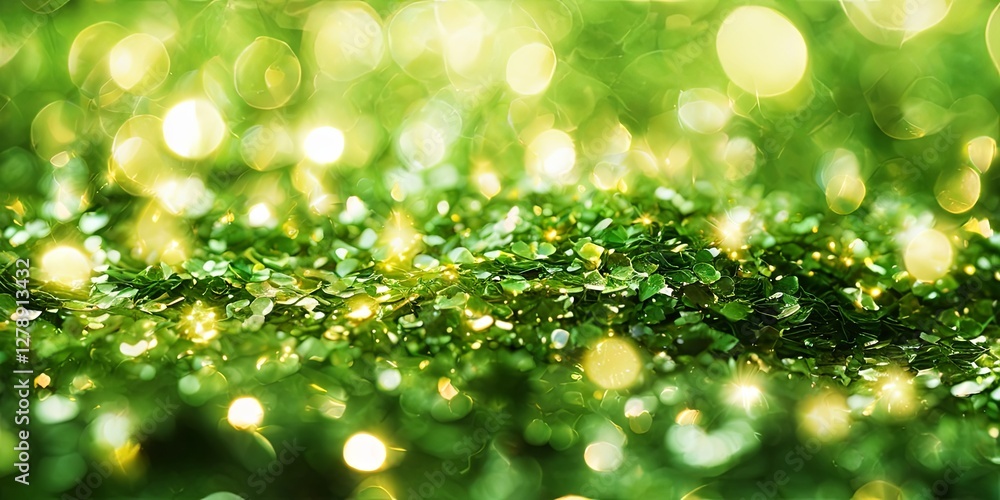 Obraz premium A green background with a lot of glitter