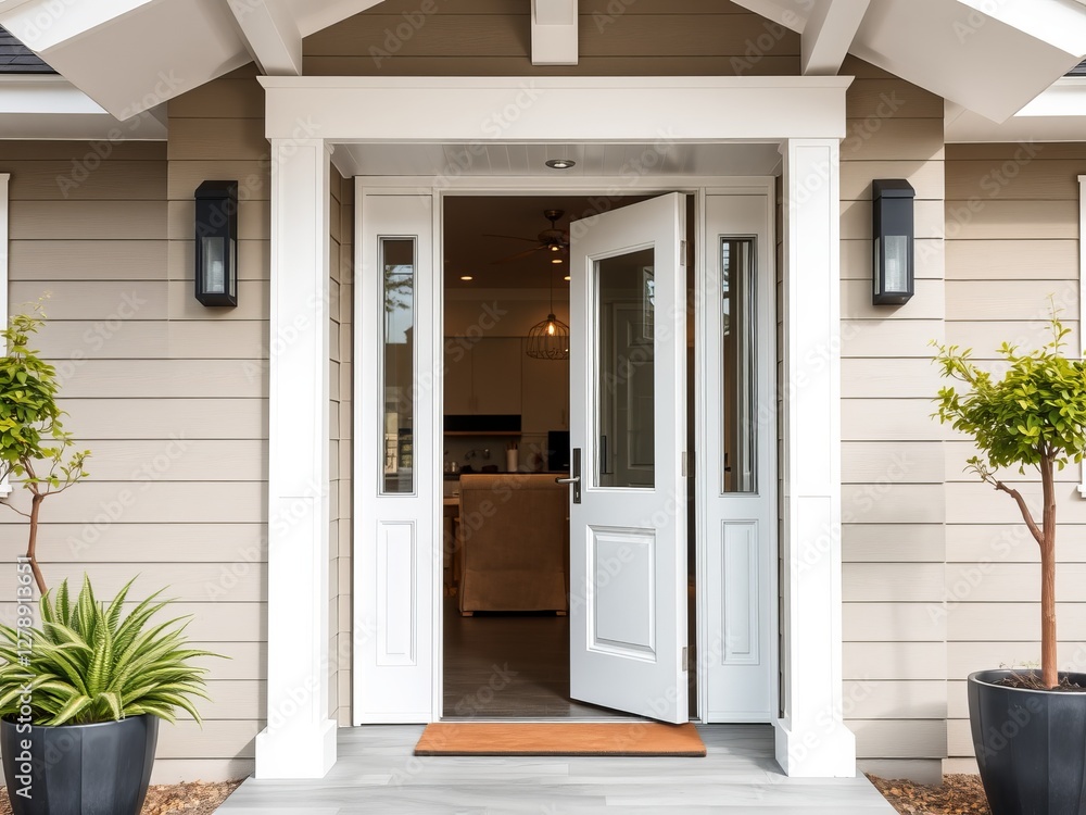 Elegant White Door Framed by Soft Light Inviting Peaceful Atmosphere and Timeless Minimalist Design Elegant White Door Framed by Soft Light Inviting Peaceful Atmosphere and Timeless Minimalist Design