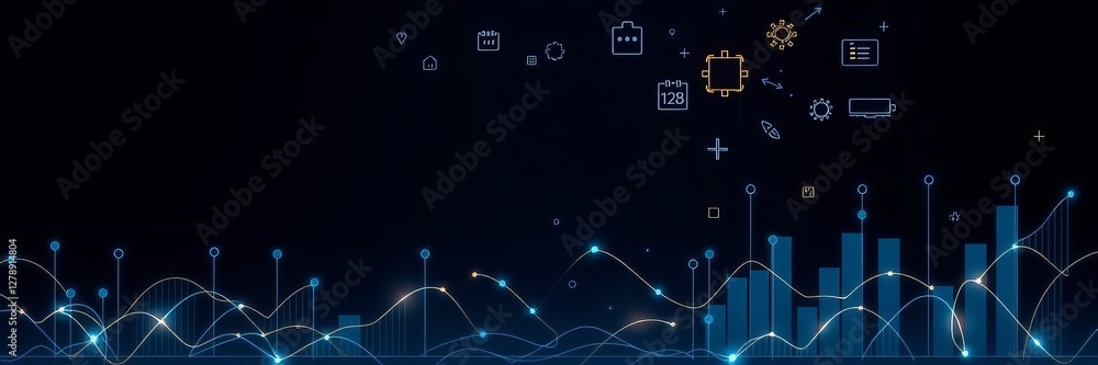 Obraz premium Vibrant Abstract Technology Background Featuring Blue and Yellow Lines Creating a Dynamic Visual Experience