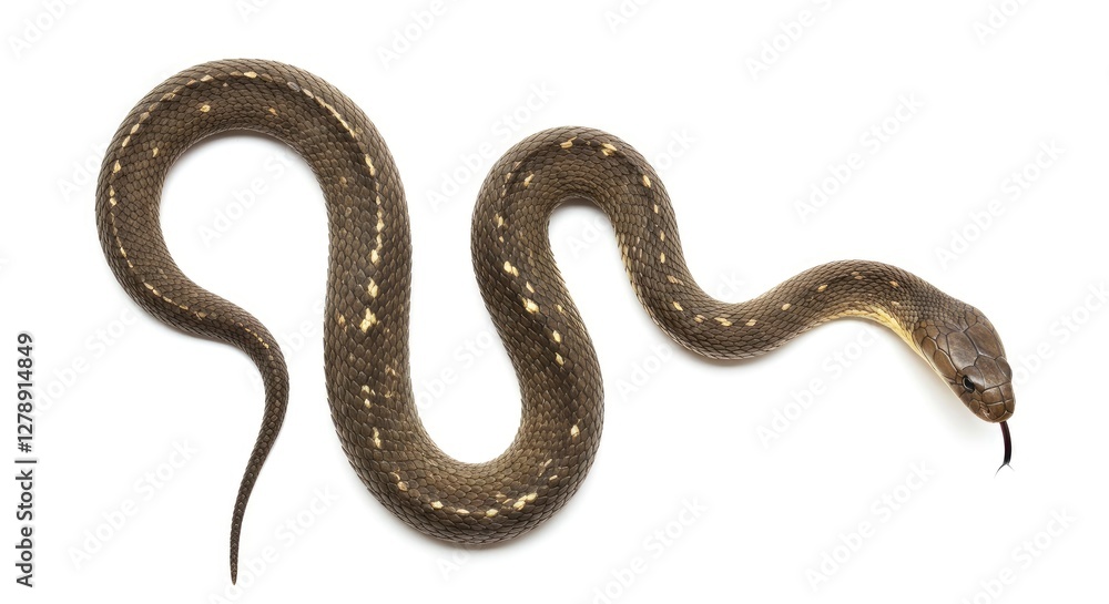 Isolated Garter Snake with Tongue Out Winding on White Background Isolated Garter Snake with Tongue Out Winding on White Background