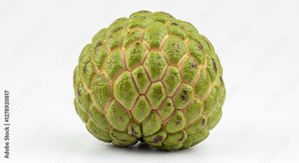 Close-up of Fresh Green Sugar Apple on White Background Close-up of Fresh Green Sugar Apple on White Background