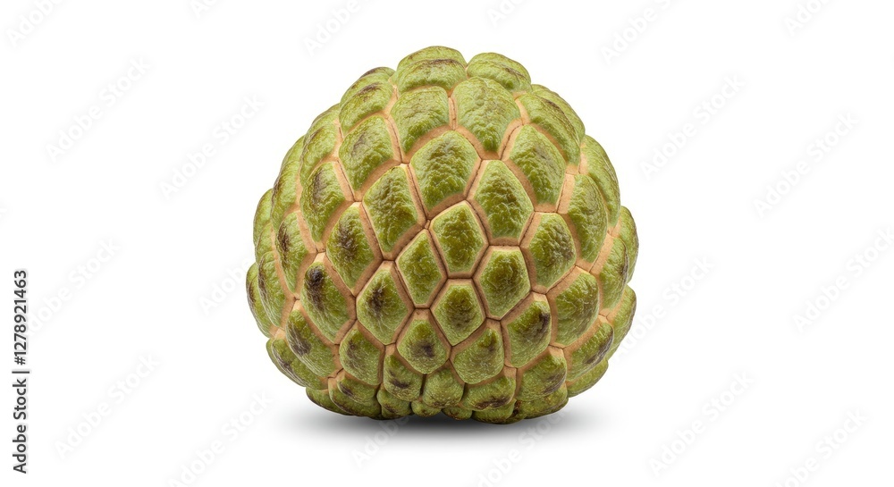 Close-up of Fresh Green Sugar Apple Fruit on White Background Close-up of Fresh Green Sugar Apple Fruit on White Background