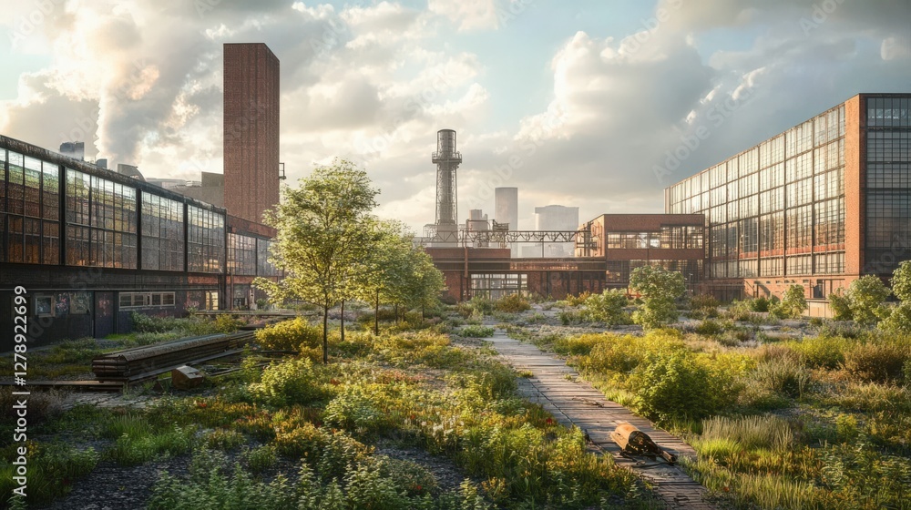 Obraz premium A cityscape with a large building in the background