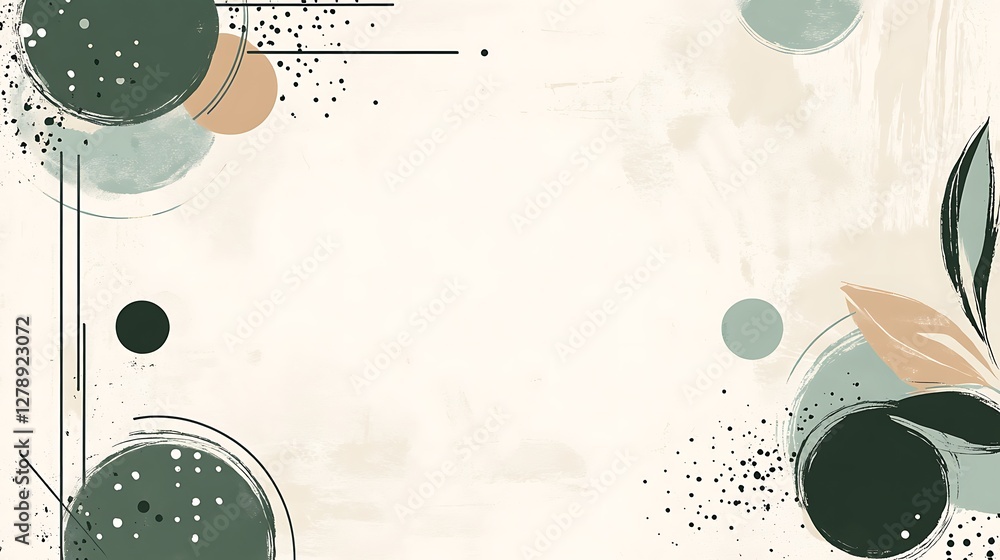 Obraz premium Abstract artwork featuring circles lines and organic shapes on neutral background