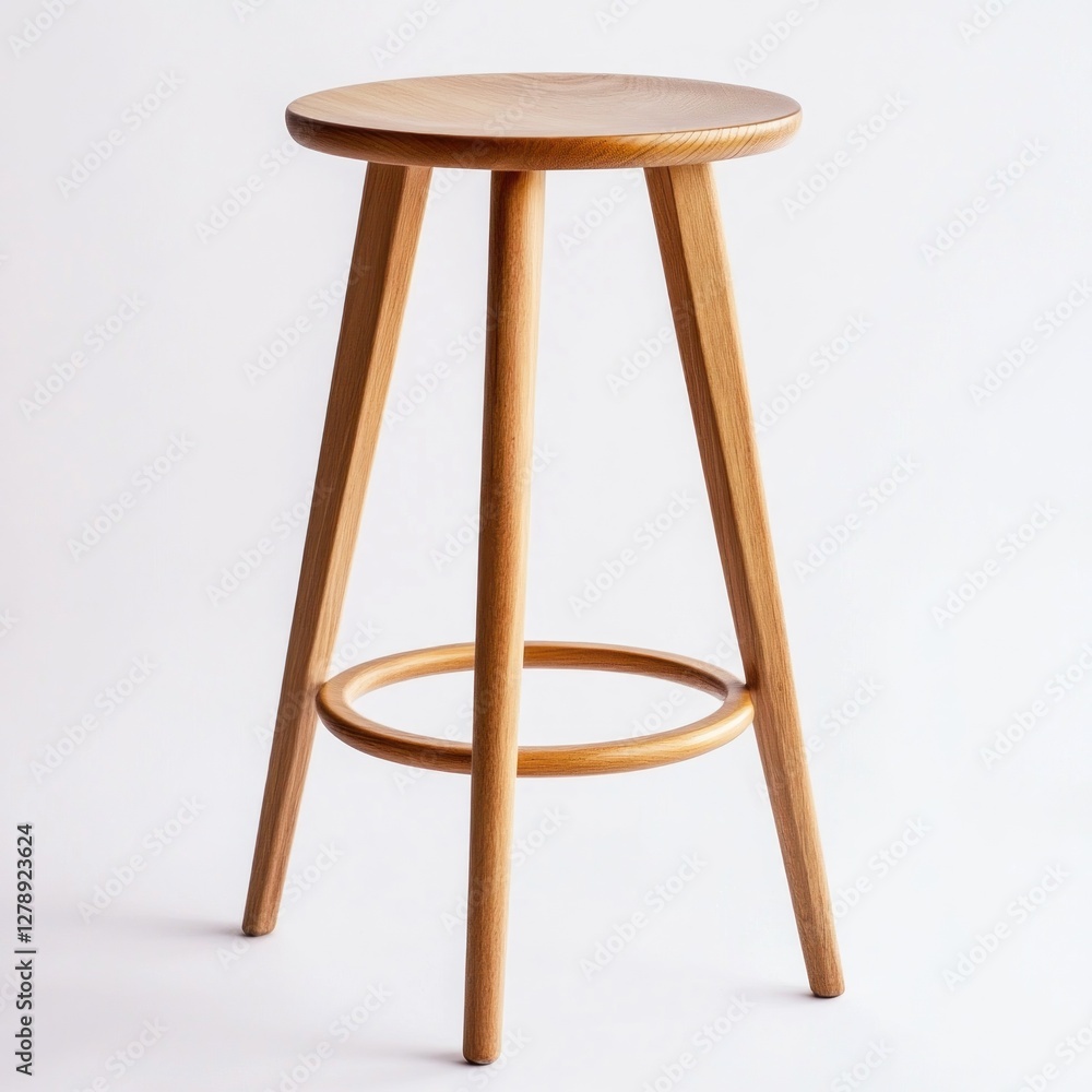 Light-colored wooden bar stool, studio shot Light-colored wooden bar stool, studio shot