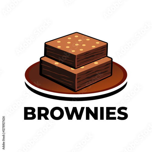 Brownies logo vector illustration template in plate