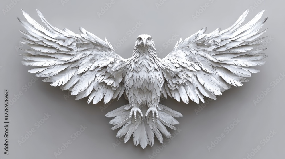 Fototapeta premium White Eagle Sculpture Wings Spread Wide