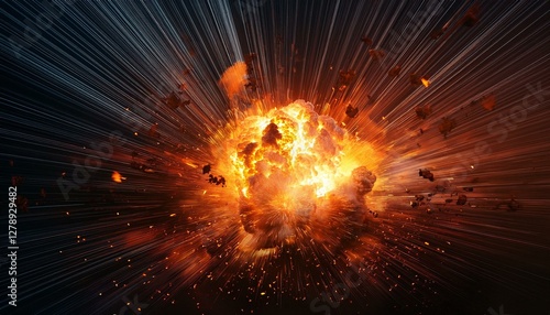 abstract image of explosion, illustration background, dark matter, the explosion effect.