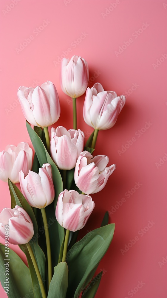 Pink greeting card with tulips Pink greeting card with tulips