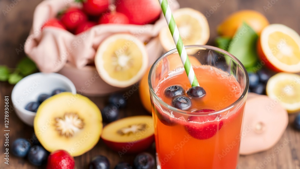 Refreshing Summer Fruit Juice with Berries and Citrus Refreshing Summer Fruit Juice with Berries and Citrus