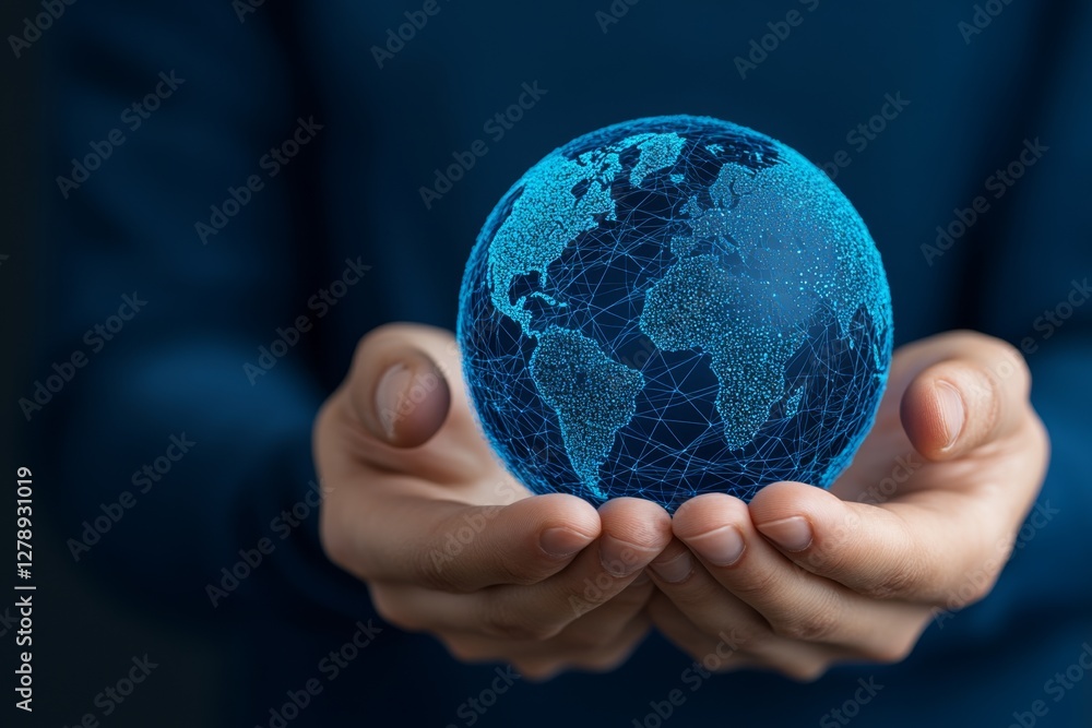 Businessman hold global business globe with network connected to digital marketing strategy and creative solution Business development technology to support creativity idea Businessman hold global business globe with network connected to digital marketing strategy and creative solution Business development technology to support creativity idea