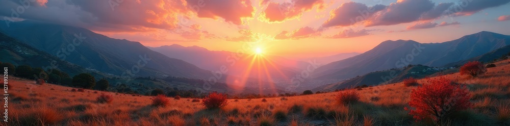 Naklejka premium desgradado de paisajes con efectos luminosos y patrones naturales, paisajes degradados, colorido, paisajes multicolores