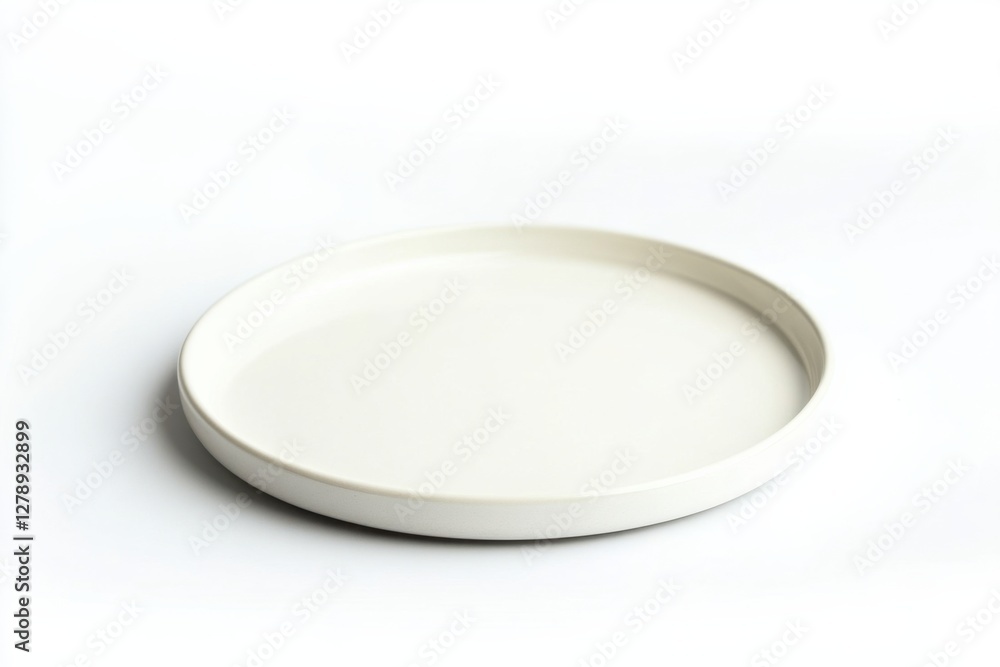 Professional stock mockup of a clean white dish on a minimalistic background for culinary presentations Professional stock mockup of a clean white dish on a minimalistic background for culinary presentations