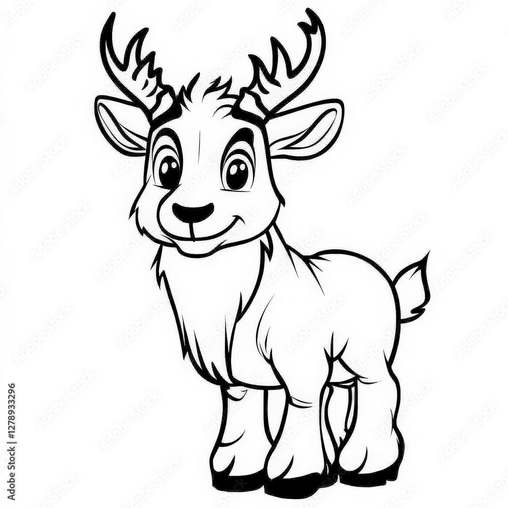 Naklejka premium Cute Cartoon Goat Illustration for Children Books