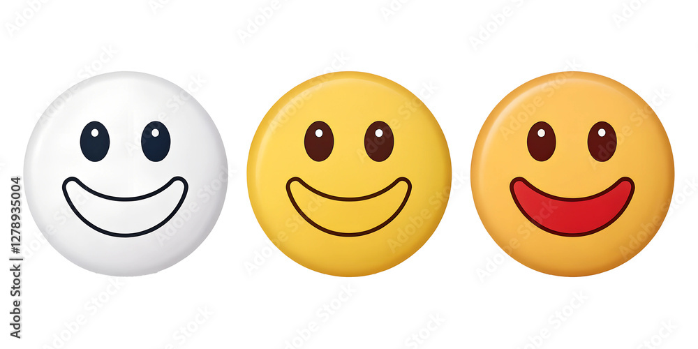 Three Different Minimalistic Cartoonish Flat Mugs on Transparent Background, Simple, Fun Design Three Different Minimalistic Cartoonish Flat Mugs on Transparent Background, Simple, Fun Design