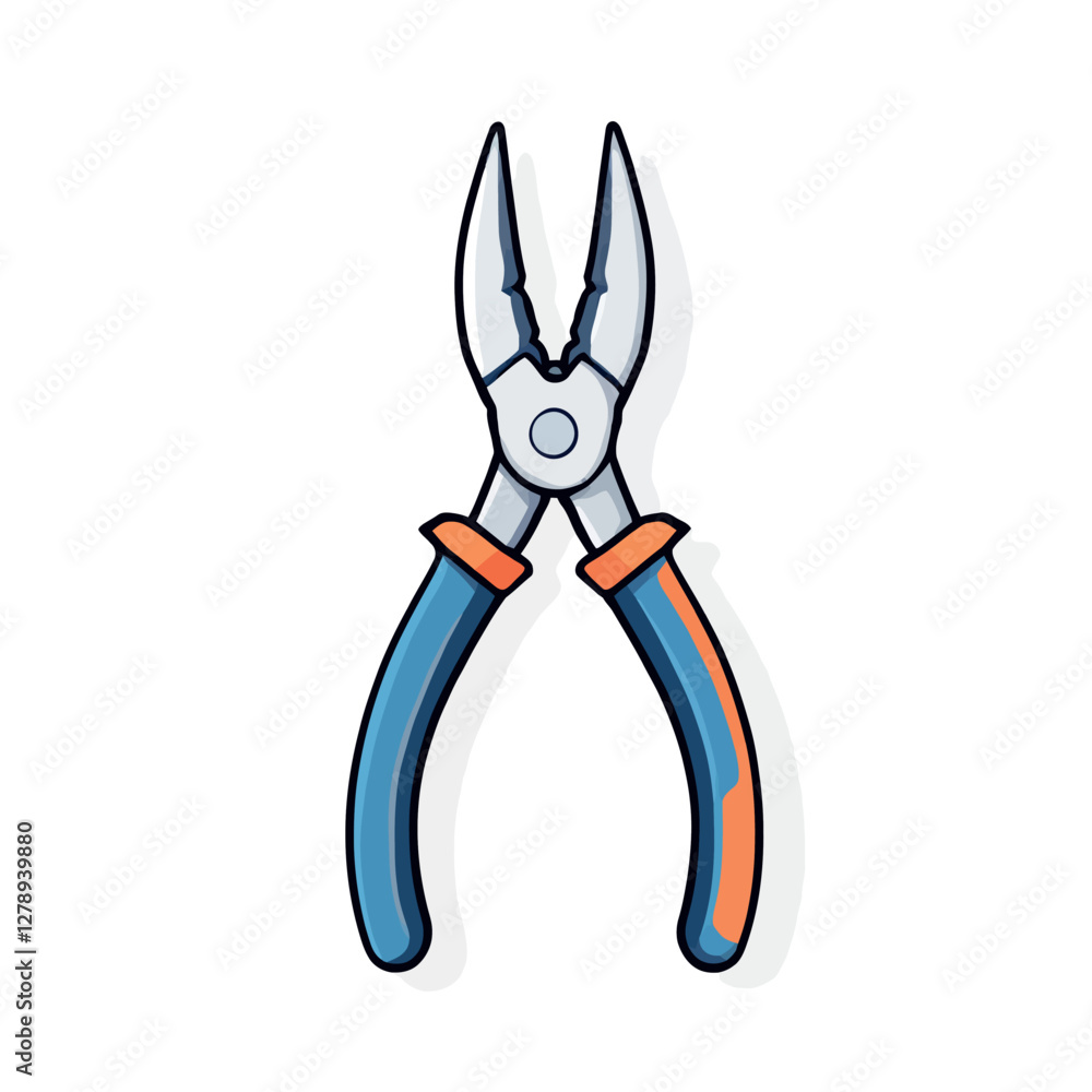 Vsai cartoon pliers with blue and orange handles on white background Vsai cartoon pliers with blue and orange handles on white background