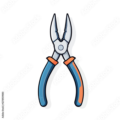 Vsai cartoon pliers with blue and orange handles on white background