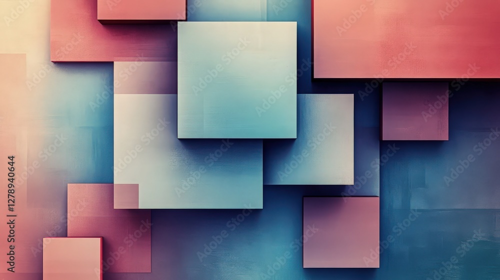 Fototapeta premium Modern Abstract Background of Pastel Colored Squares with Shadows