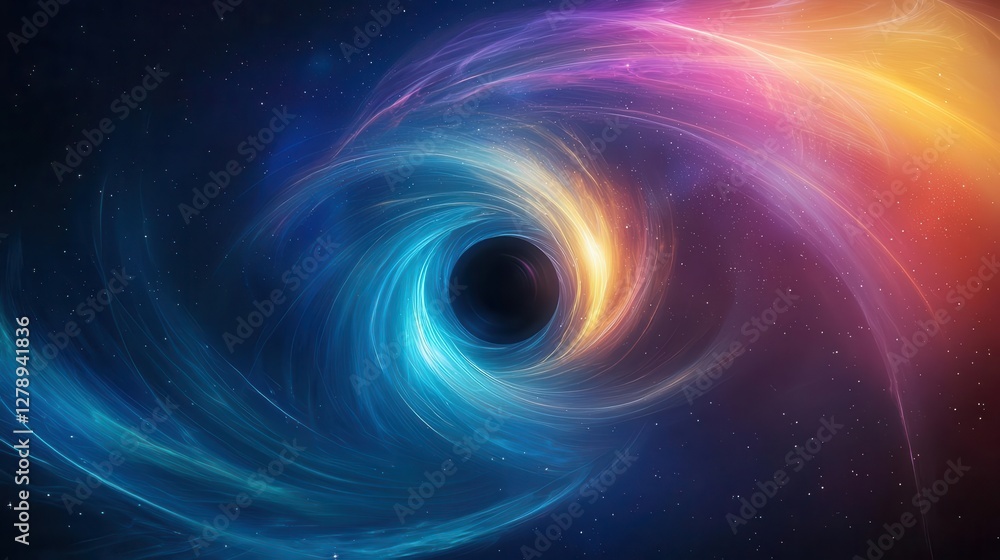 Obraz premium Two black holes merging in deep space