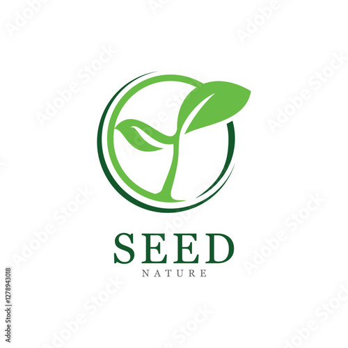 Sprout Plant Leaves Eco Farm Logo Design Vector