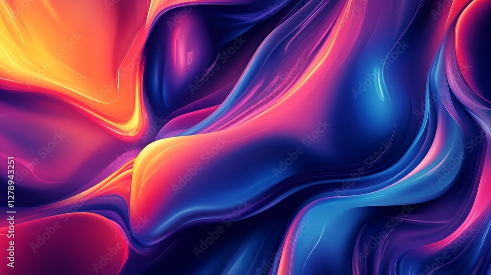 Naklejka premium Abstract Swirling Vibrant Hues Of Blue Pink And Orange