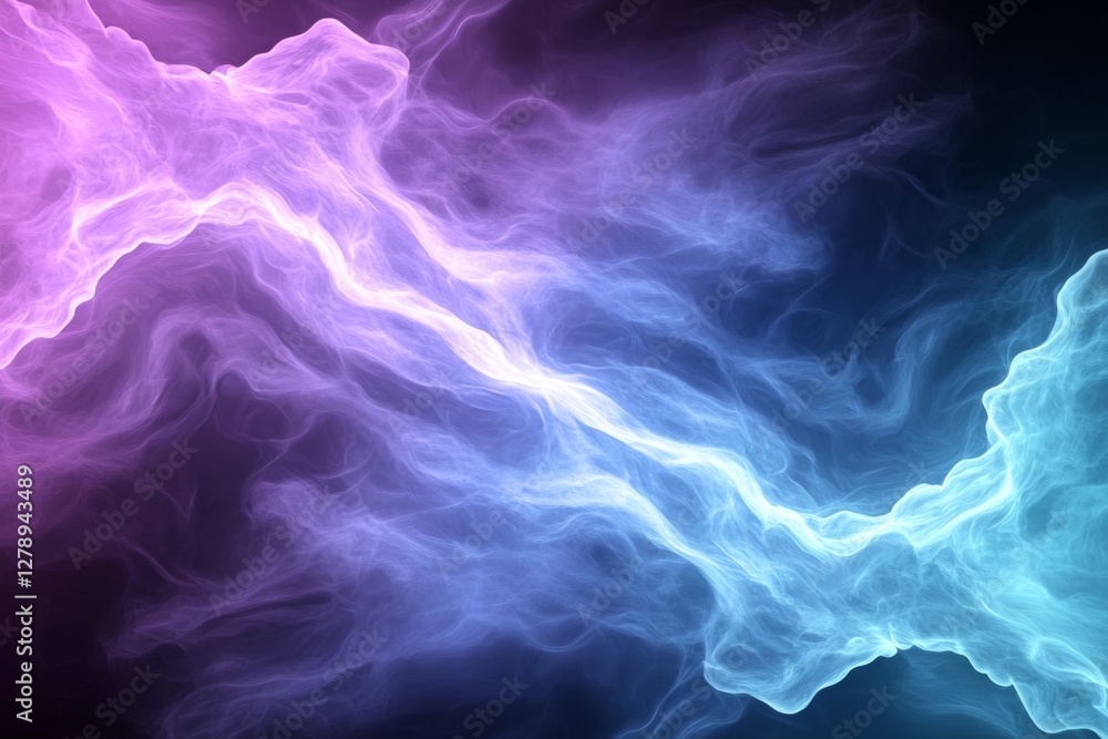 Fototapeta premium Abstract color Pink blue purple glowing light gradient flow on dark background, grainy texture website header design