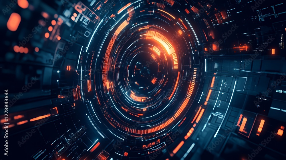 Abstract Futuristic Technology Circular Interface Design
