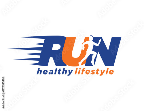 Run Walk Logo Design Vector Template