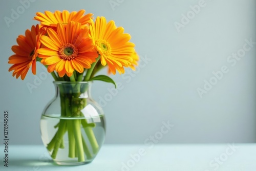 Wallpaper Mural Orange gerbera daisies in a glass vase with water, vase, glass Torontodigital.ca