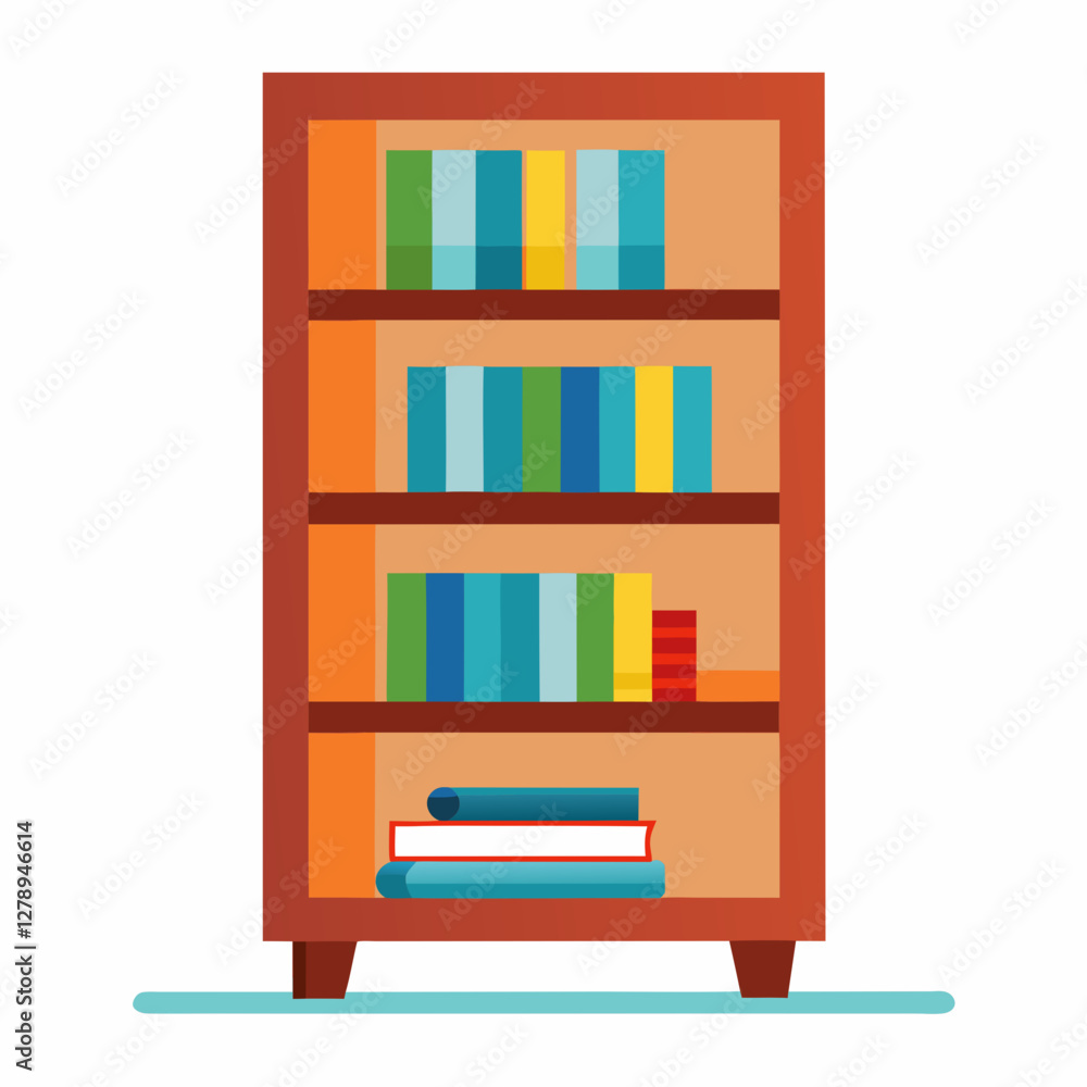 Minimalist Bookshelf Vector Illustration on White Background Minimalist Bookshelf Vector Illustration on White Background